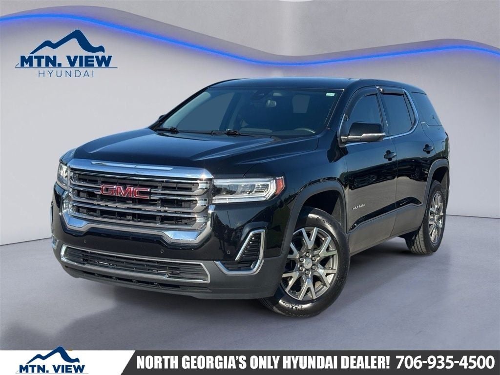 2023 GMC Acadia SLE in Ebony Twilight Metallic — front three-quarter view