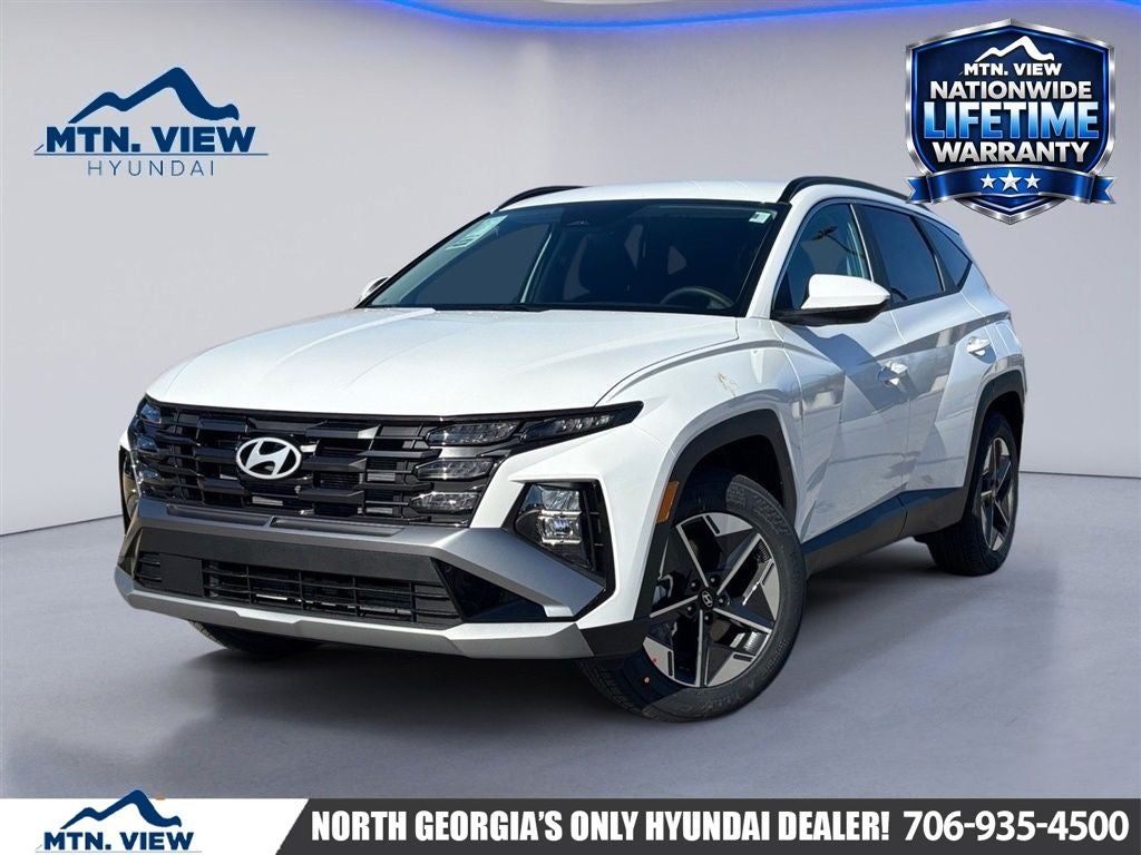 2026 Hyundai TUCSON SEL in White Pearl — front three-quarter view