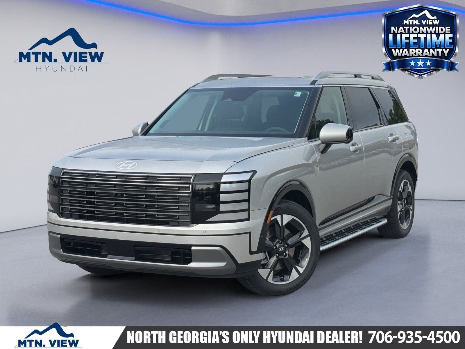 2026 Hyundai PALISADE Limited in Typhoon Silver Metallic — front three-quarter view